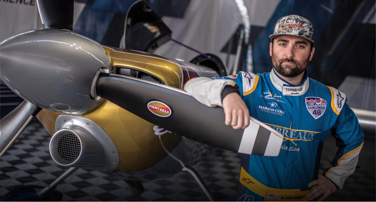 Kevin Coleman stands next to Hartzell Propeller on his airplane