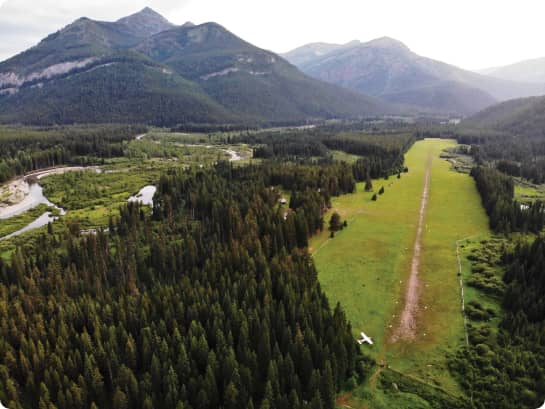 Aerial photo of backcountry landing strip